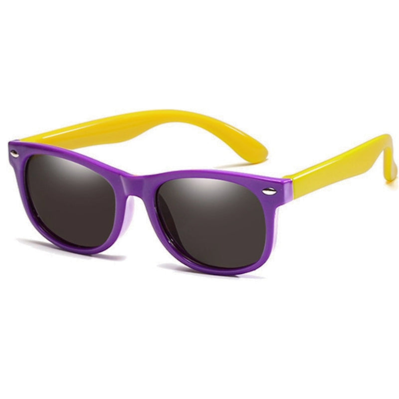 oculos infantil flexivel polarizado roxo e amarelo, oculos de sol infantil original