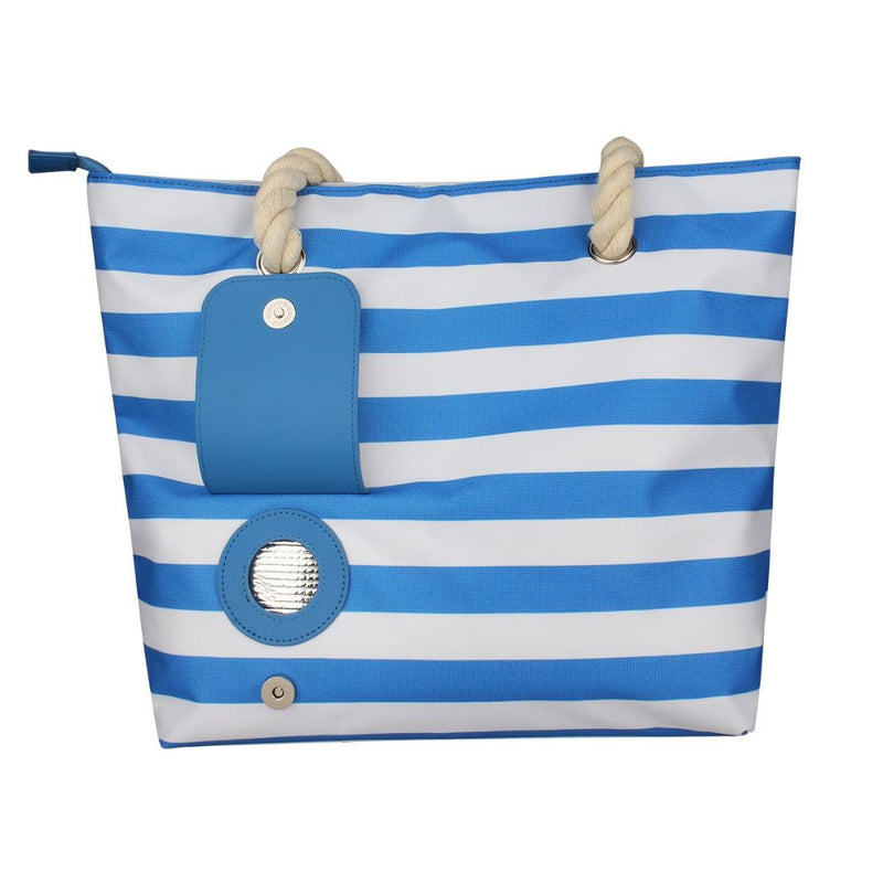 bolsa de praia com compartimento isolado azul, bolsa termica