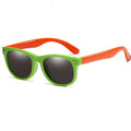 oculos infantil flexivel polarizado verde e laranja, oculos de sol infantil flexivel polaroid