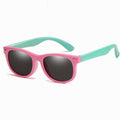 oculos infantil flexivel polarizado rosa e verde, oculos de sol infantil flexivel com protecao uv